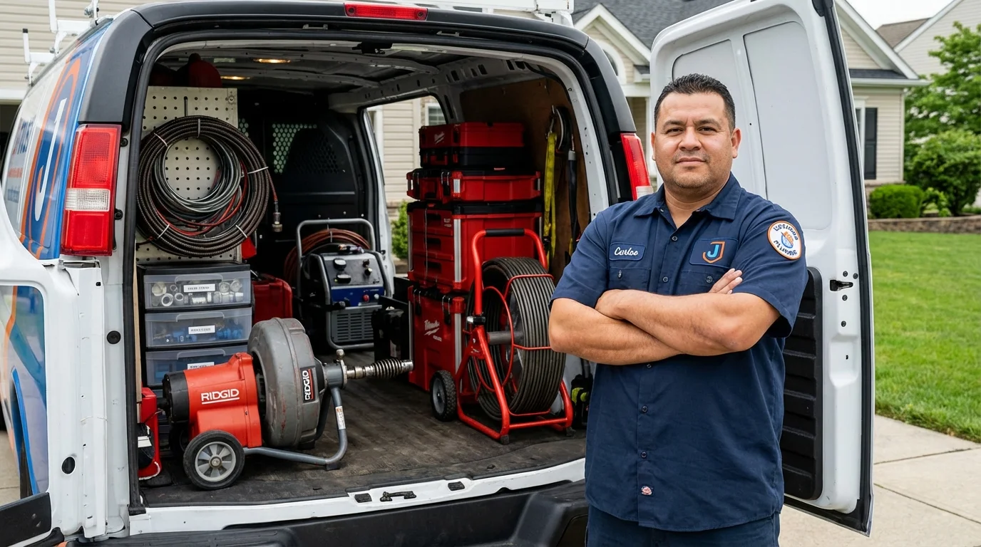 Professional drain cleaning equipment and Johns Plumbing LLC plumber in Vicksburg