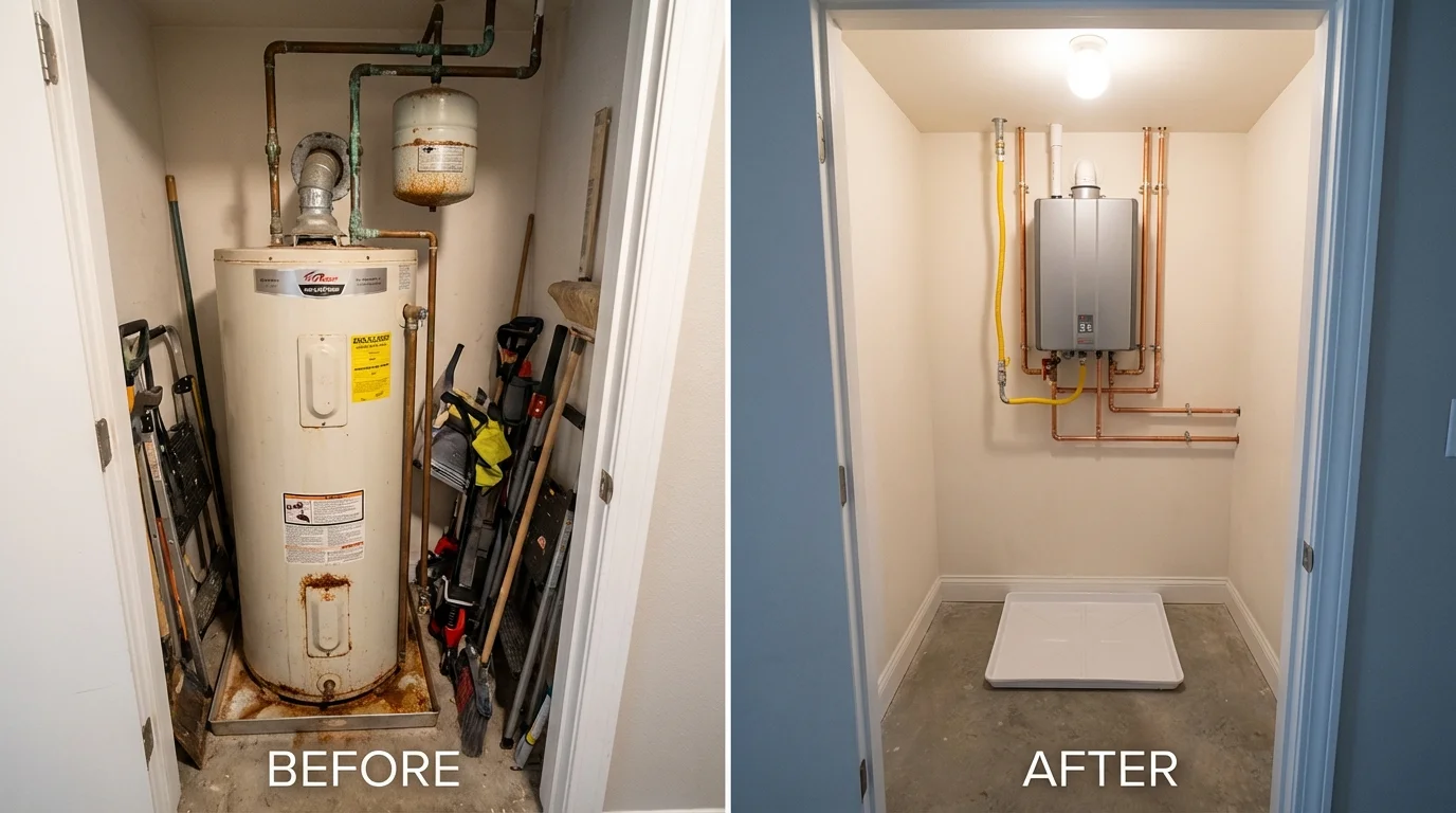 Tank water heater versus wall-mounted tankless unit comparison for Vicksburg, MS homeowners